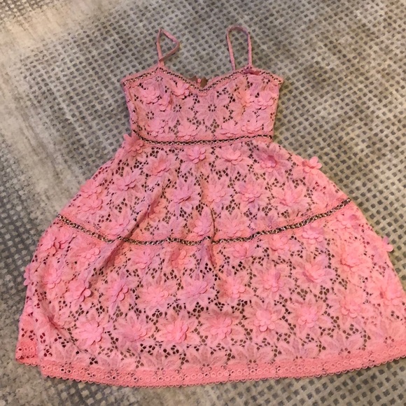 Size 4 pink lace Michael Kors midi fit and flare dress! - Picture 1 of 5
